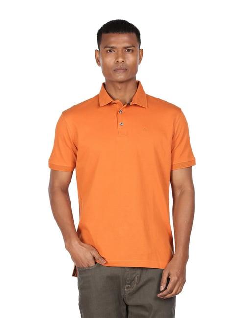 arrow orange cotton regular fit polo t-shirts