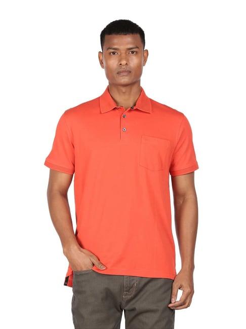 arrow orange cotton regular fit polo t-shirts