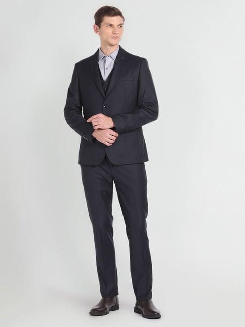 arrow oxford blue regular fit three piece suit