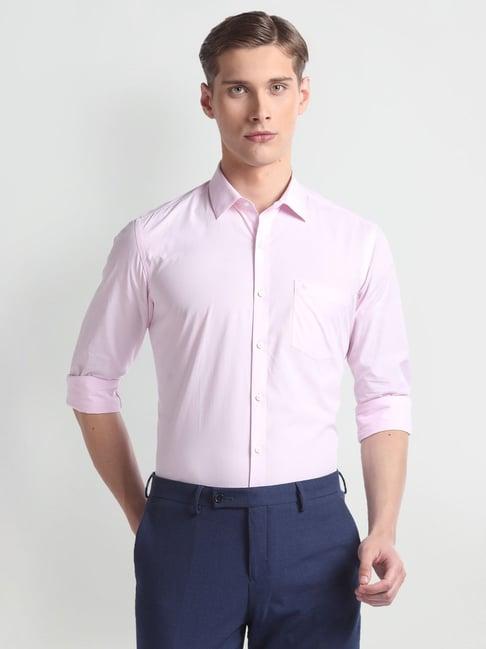 arrow pink cotton slim fit shirt
