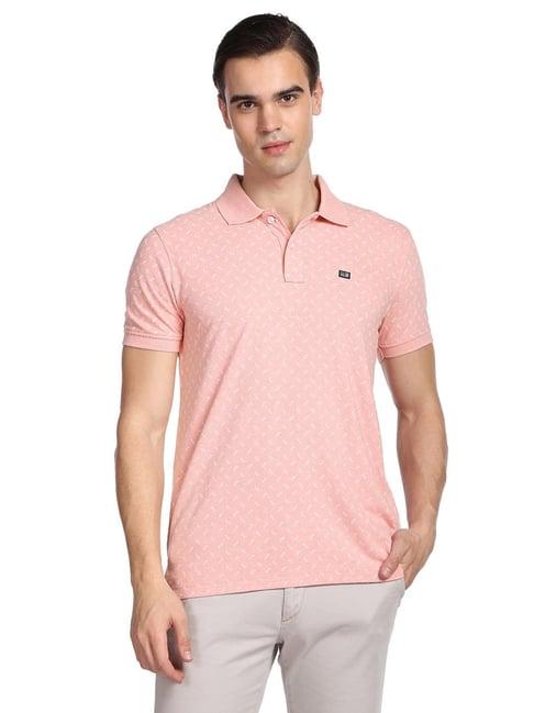 arrow pink regular fit printed polo t-shirt