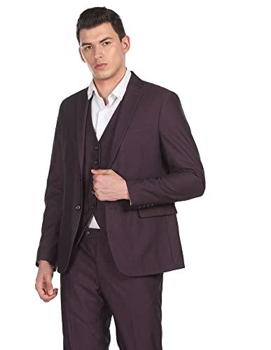 arrow polyester men wine reversible waistcoat three piece suit business pants set (aradsu5554 40)