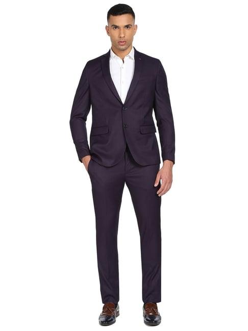 arrow purple cotton regular fit two piece suit