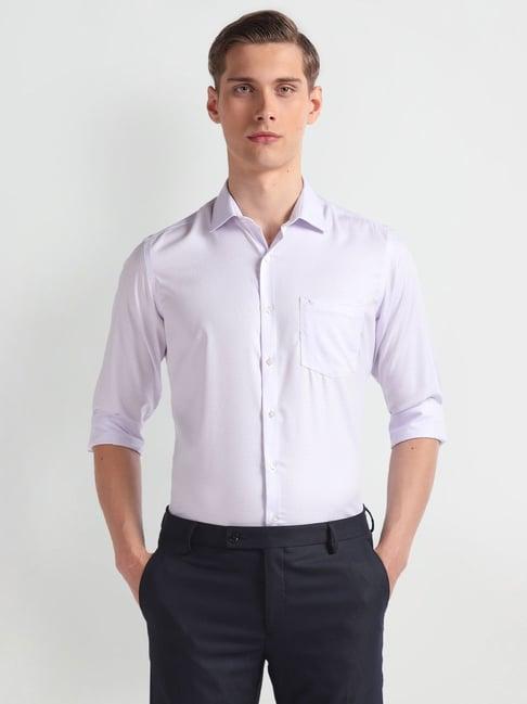 arrow purple cotton slim fit texture shirt