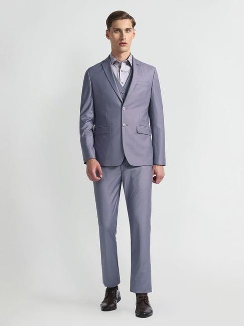 arrow purple regular fit three piece suit