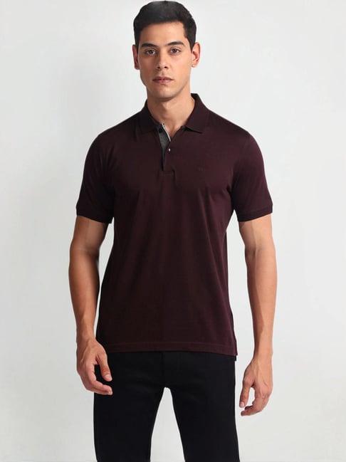 arrow red regular fit printed polo t-shirt