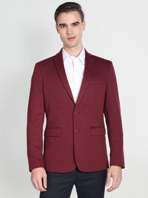 arrow red slim fit blazer