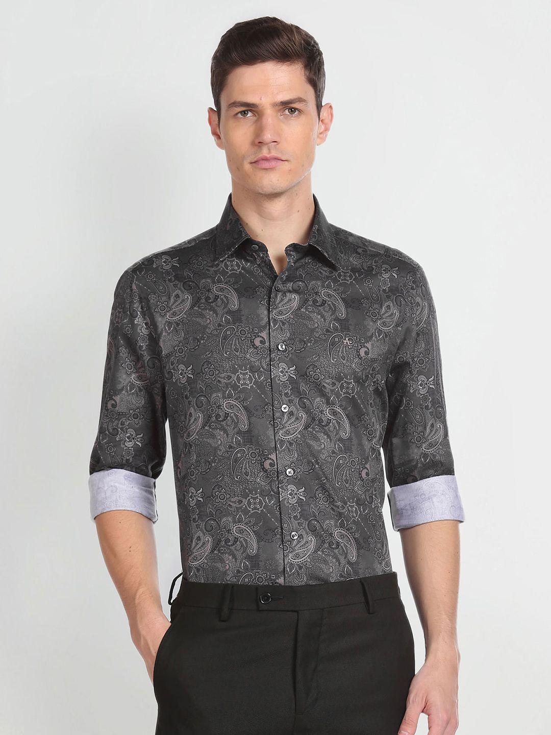 arrow regular fit opaque printed casual shirt