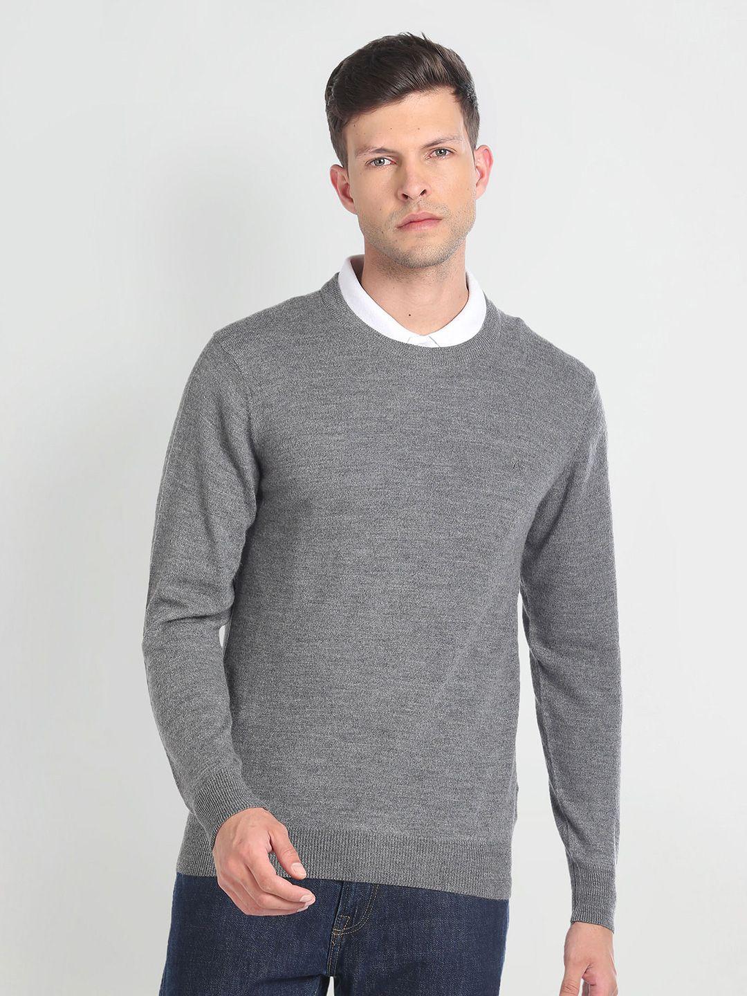 arrow round neck long sleeves pullover sweater