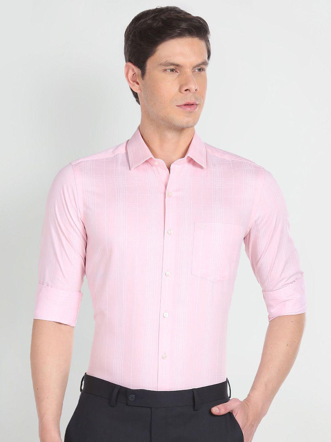 arrow slim fit checked pure cotton formal shirt