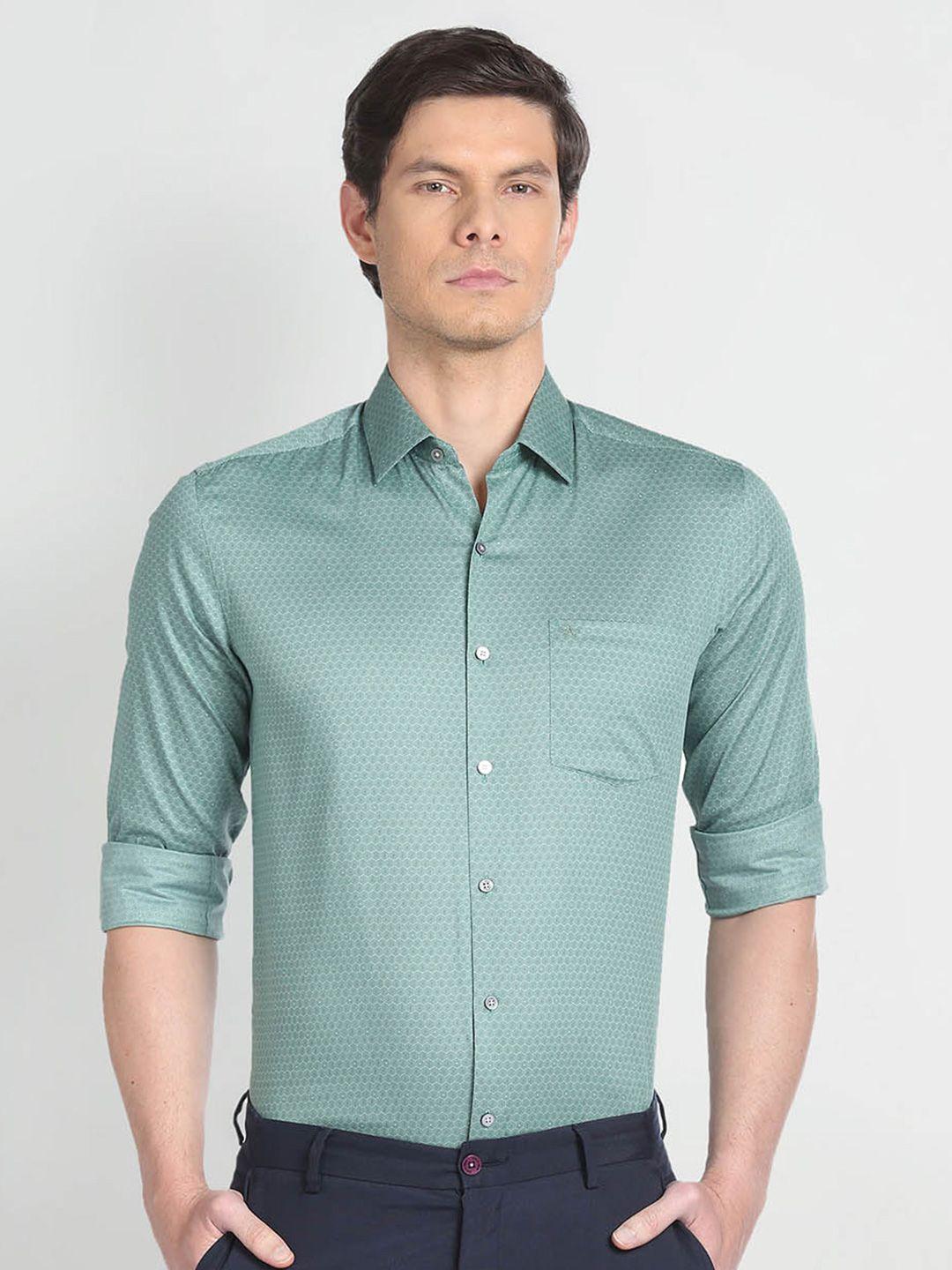 arrow slim fit geometric printed cotton formal shirt