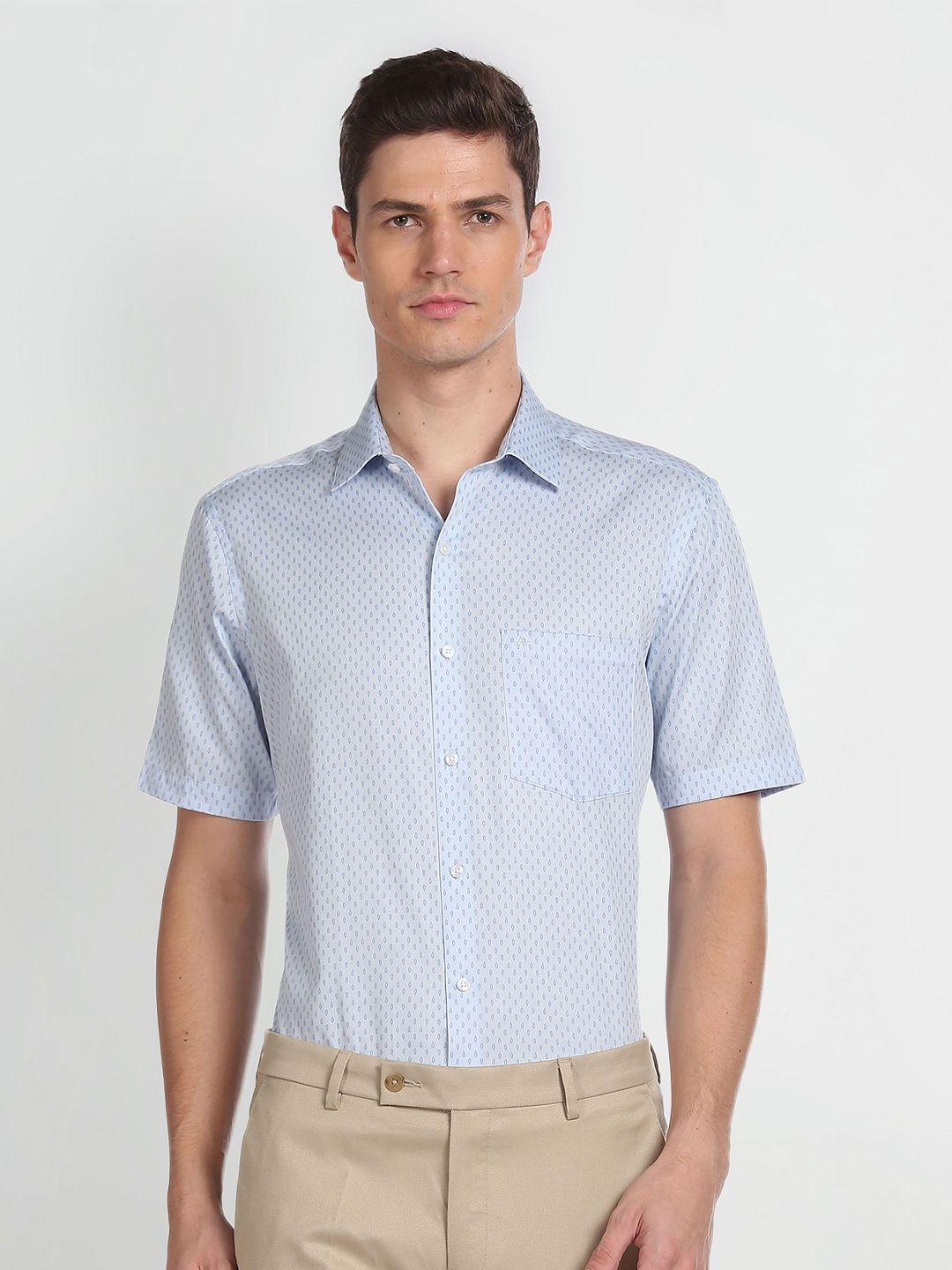 arrow slim fit opaque micro ditsy printed pure cotton casual shirt