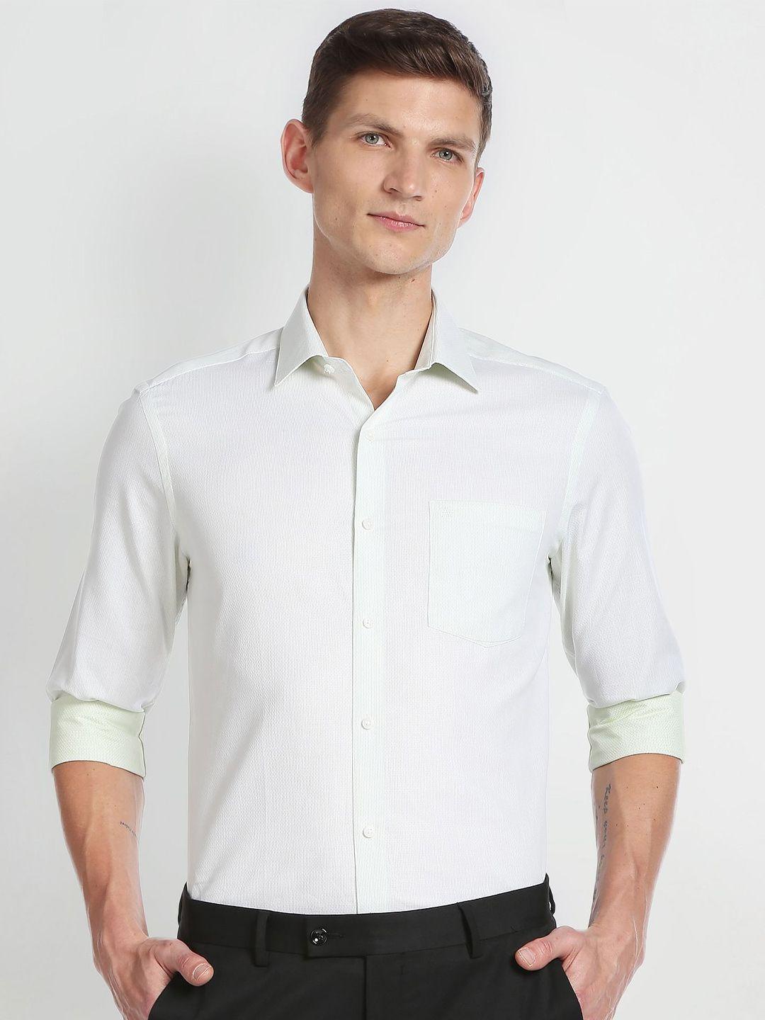 arrow slim fit self design pure cotton formal shirt