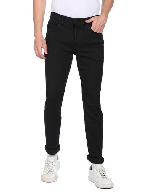 arrow sport black cotton slim fit jeans