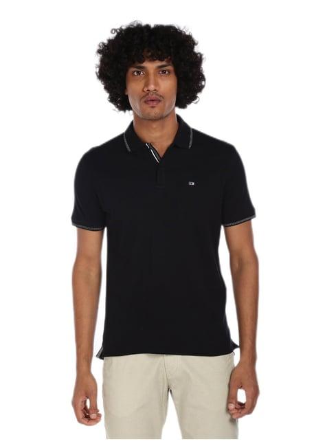 arrow sport black tipped collar cotton solid pique polo shirt