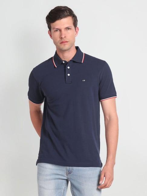 arrow sport blue cotton regular fit polo t-shirt