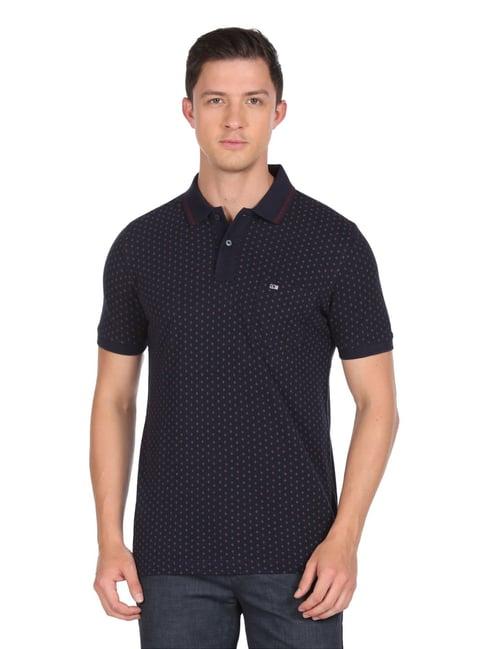 arrow sport blue cotton regular fit printed polo t-shirts