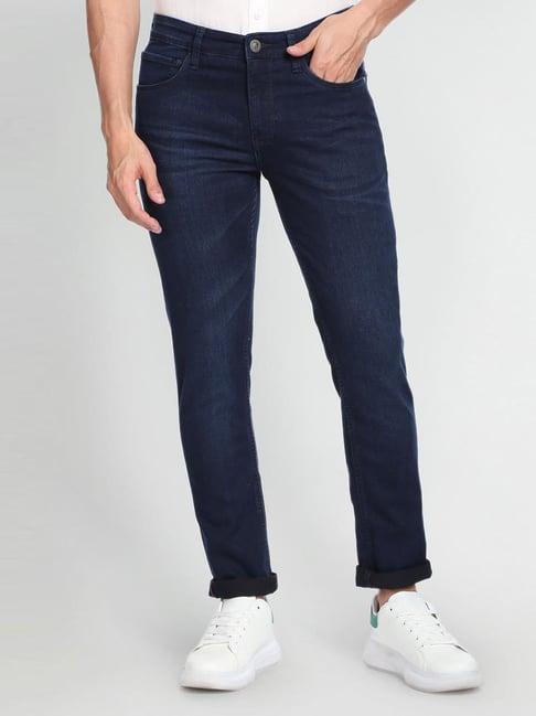 arrow sport blue cotton skinny fit jeans