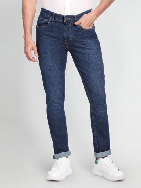 arrow sport blue cotton skinny fit jeans