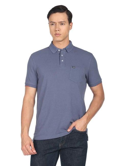 arrow sport blue regular fit cotton polo t-shirt