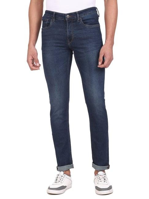 arrow sport blue slim fit lightly washed jeans