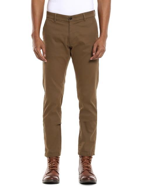 arrow sport brown cotton regular fit chinos