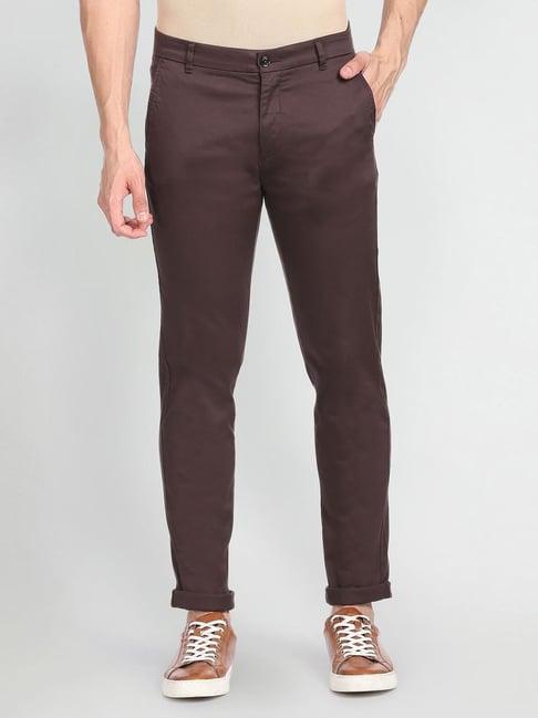 arrow sport brown cotton skinny fit chinos