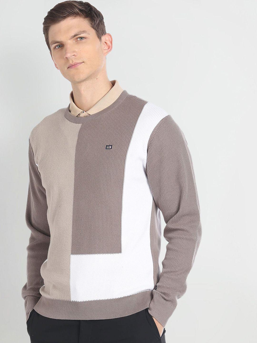 arrow sport colourblocked cotton pullover sweater