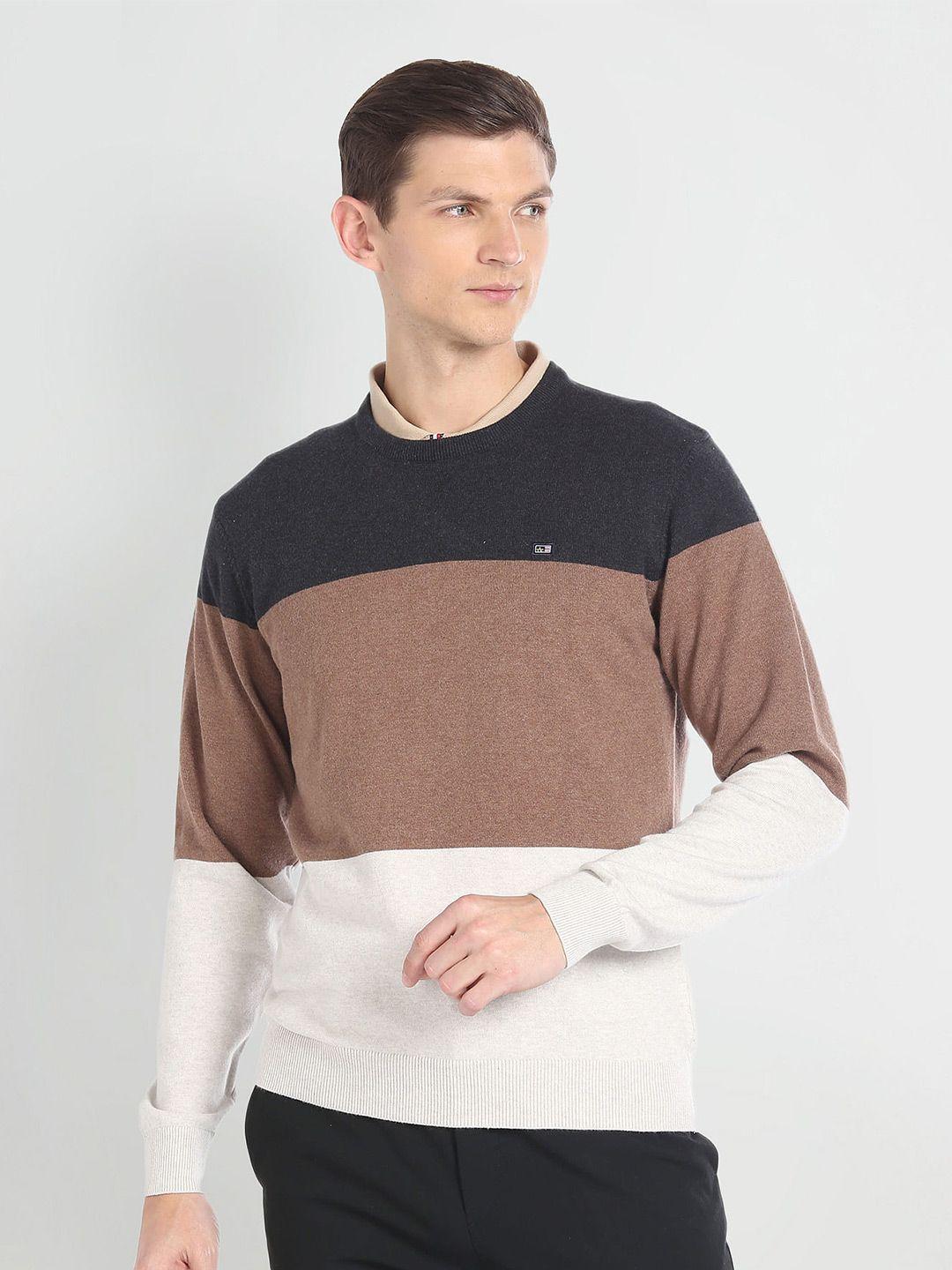 arrow sport colourblocked pure cotton pullover