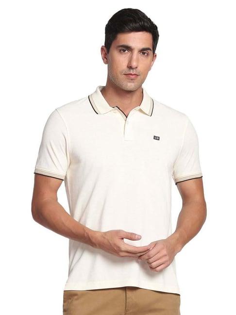 arrow sport ecru cotton regular fit polo t-shirt