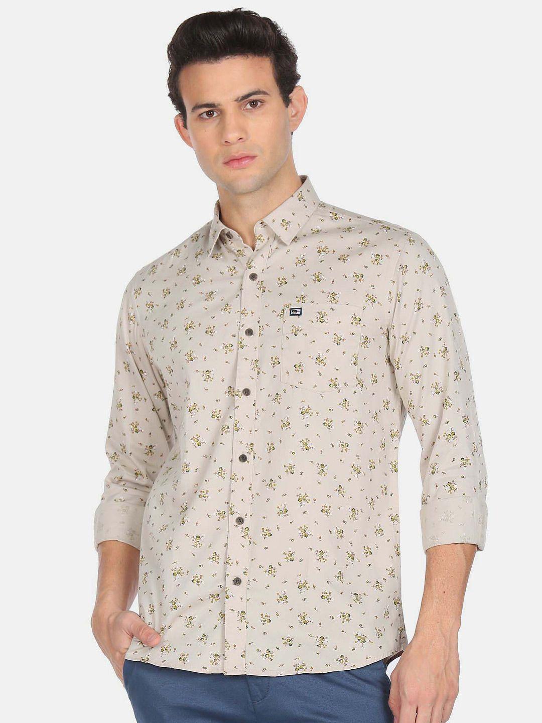 arrow sport floral printed pure cotton slim fit casual shirt