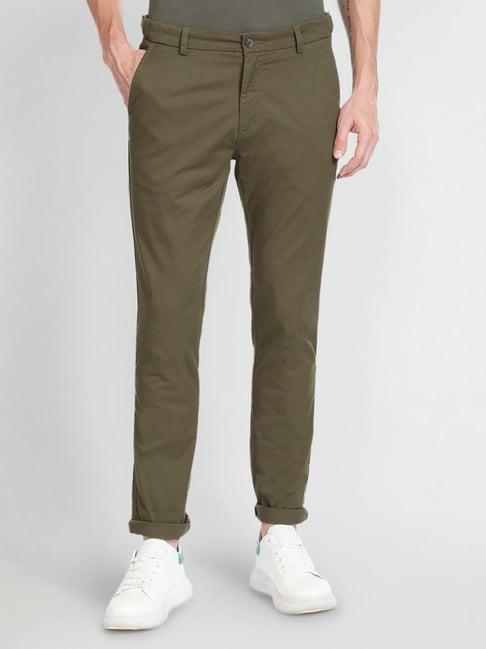 arrow sport green cotton skinny fit chinos