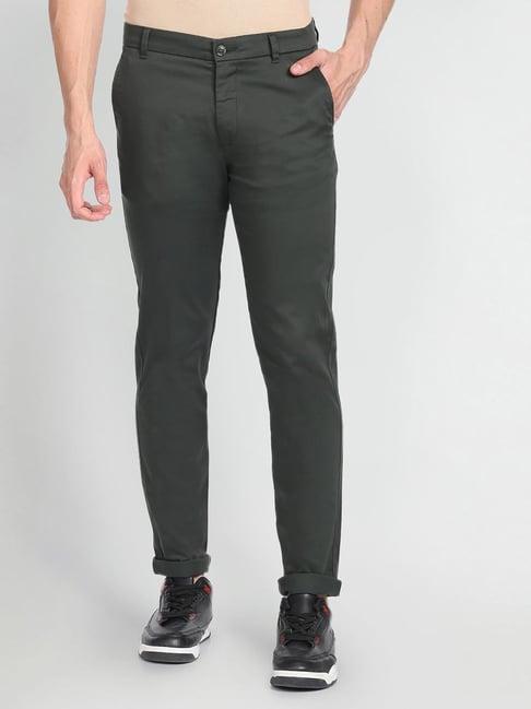 arrow sport green cotton skinny fit chinos