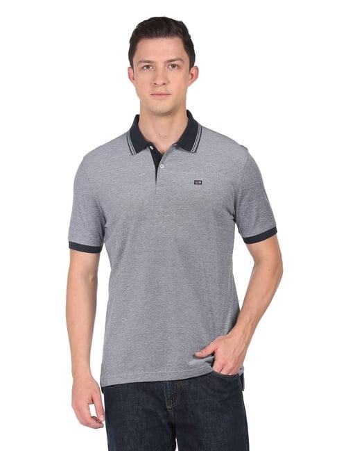 arrow sport grey cotton regular fit self pattern polo t-shirt