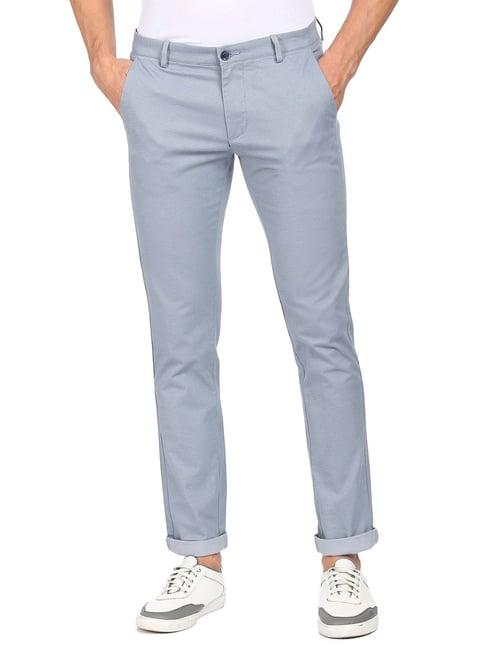 arrow sport light blue cotton slim fit self pattern chinos