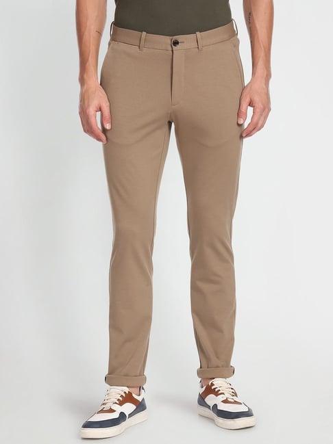 arrow sport light brown cotton skinny fit chinos