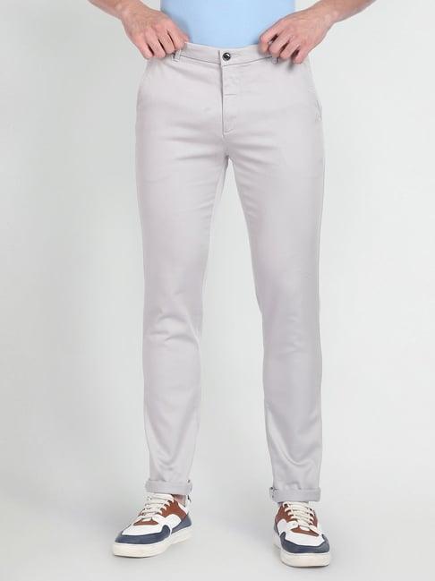 arrow sport light grey cotton skinny fit chinos