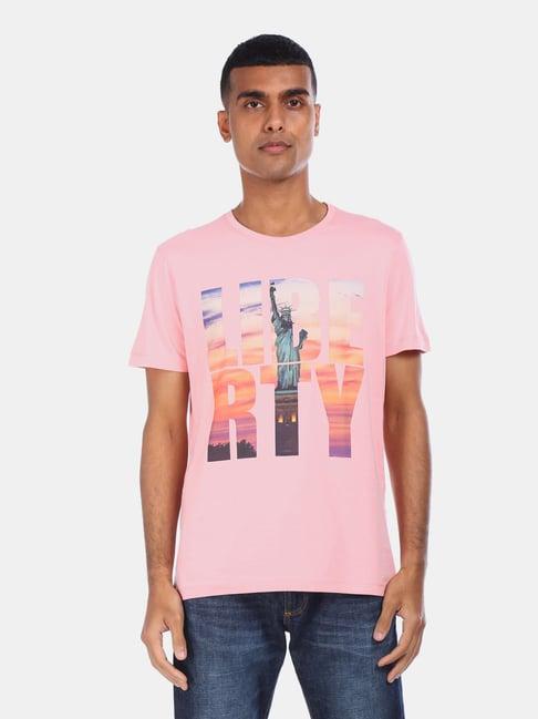 arrow sport light pink printed t-shirt - flexi collection