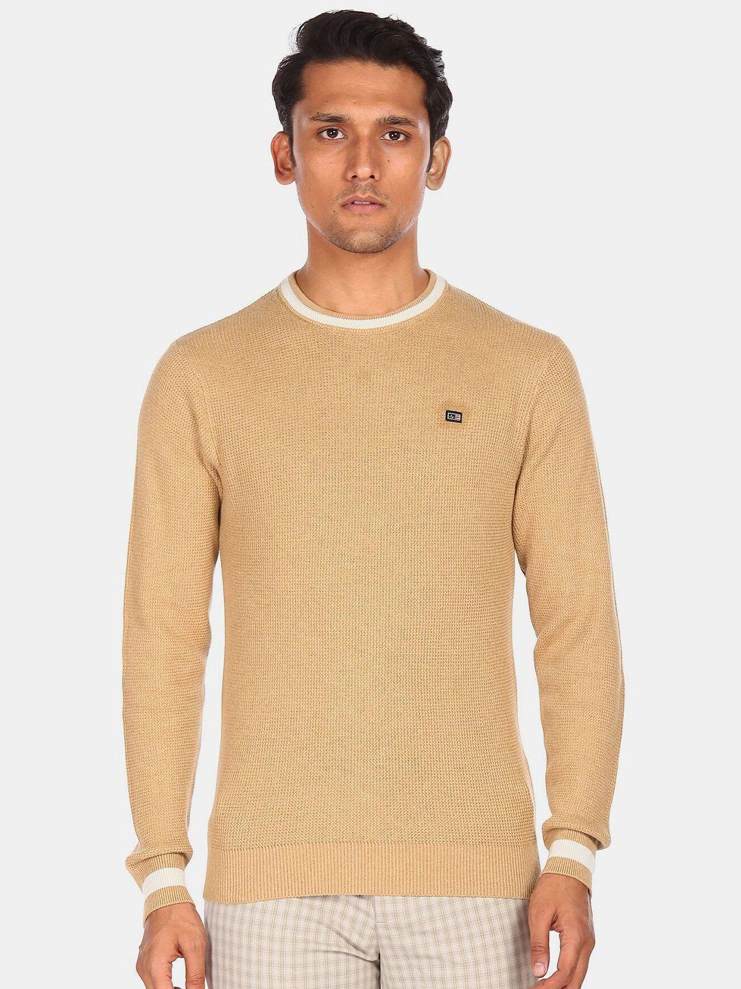 arrow sport men beige & white pullover