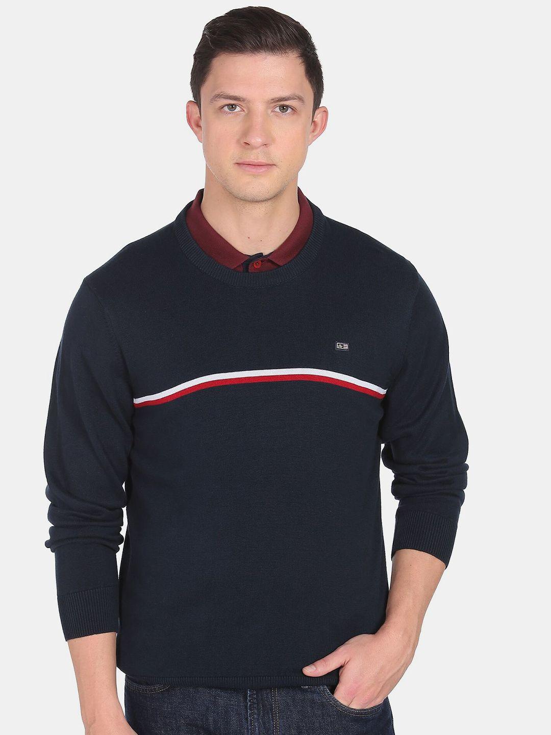 arrow sport men blue & white striped pullover