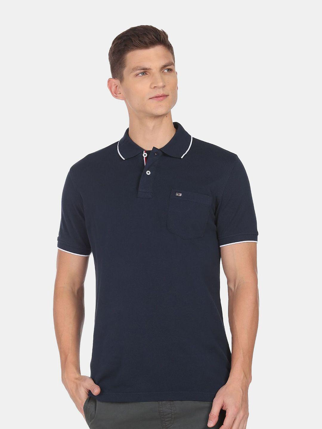 arrow sport men blue polo collar t-shirt