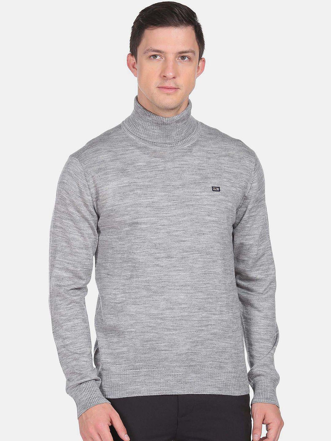 arrow sport men grey & white printed pullover