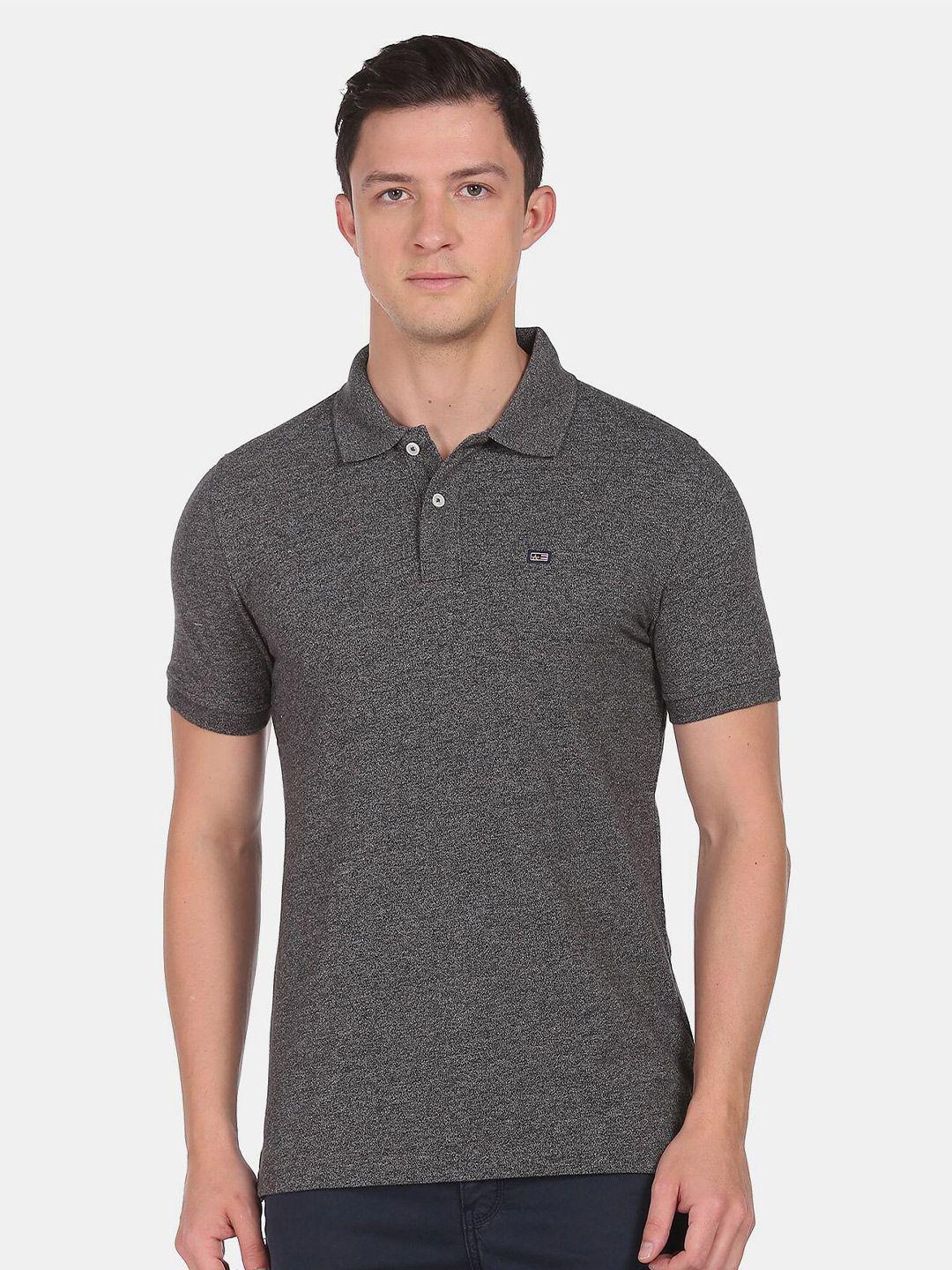 arrow sport men grey polo collar t-shirt