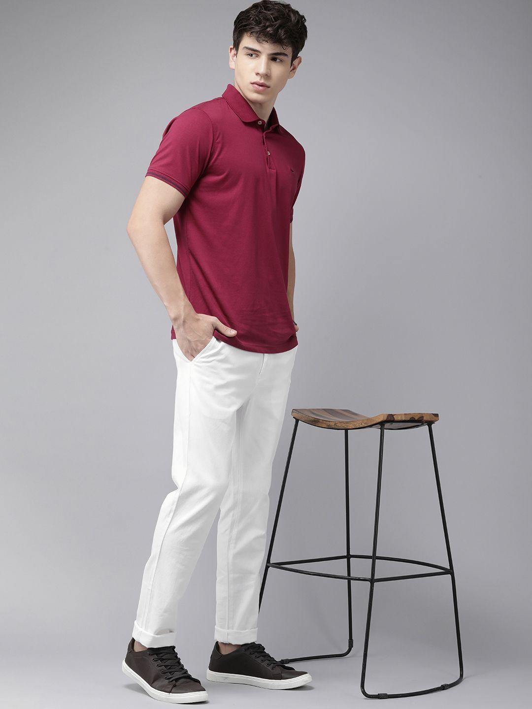arrow sport men jackson skinny fit low-rise pure cotton trousers