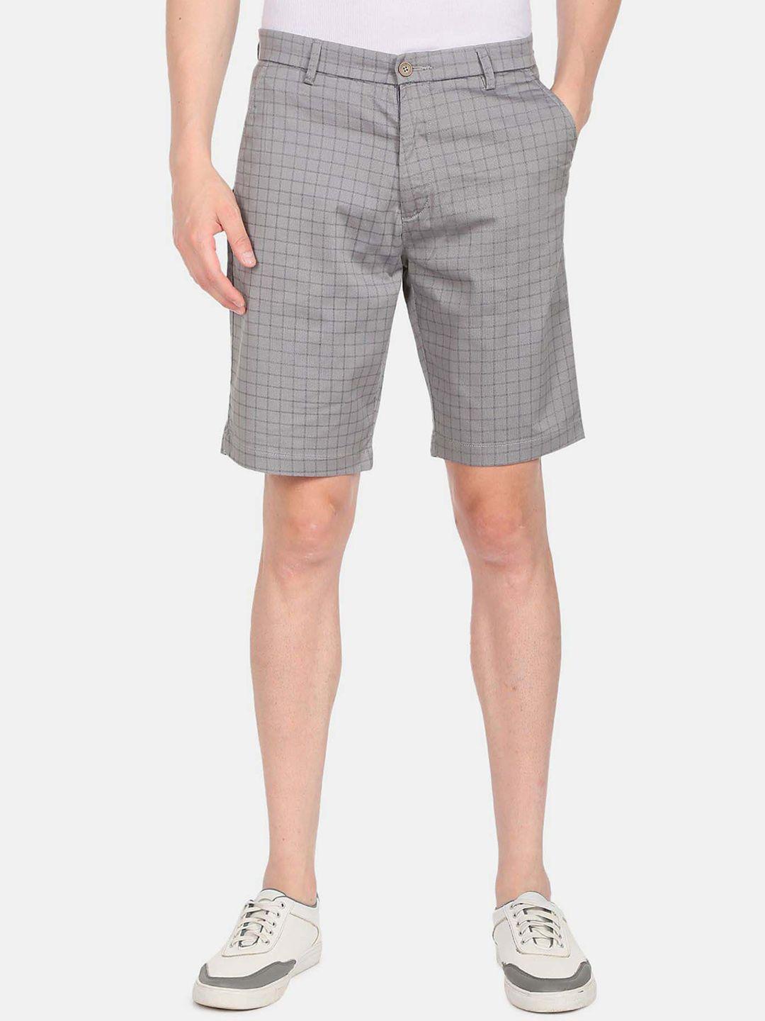 arrow sport men mid-rise windowpane check shorts