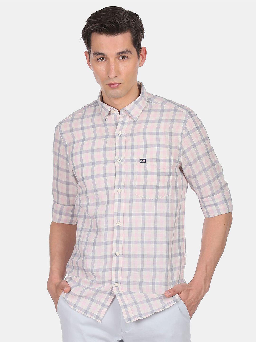 arrow sport men multicoloured slim fit checked casual shirt