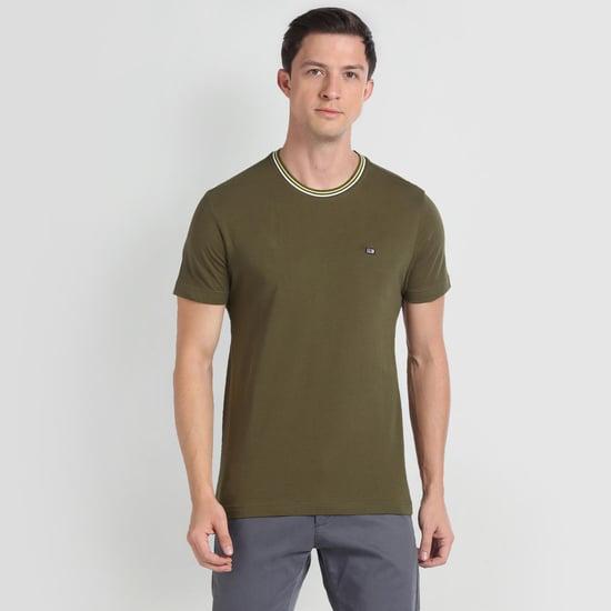 arrow sport men solid regular fit t-shirt