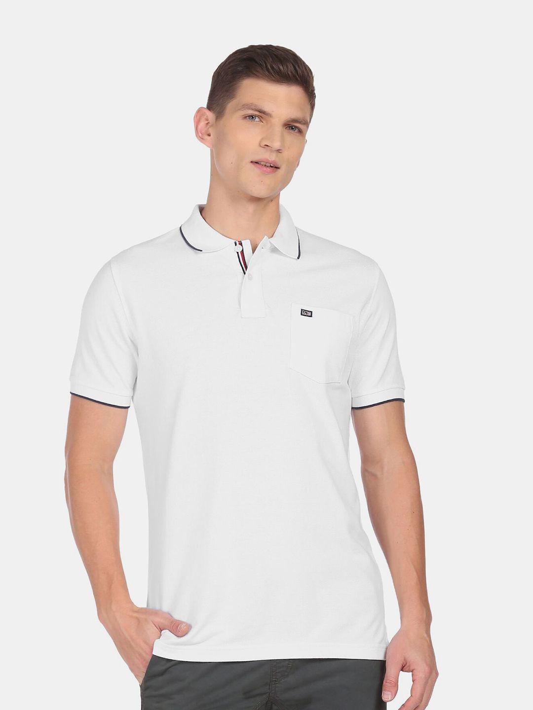 arrow sport men white cotton polo collar t-shirt
