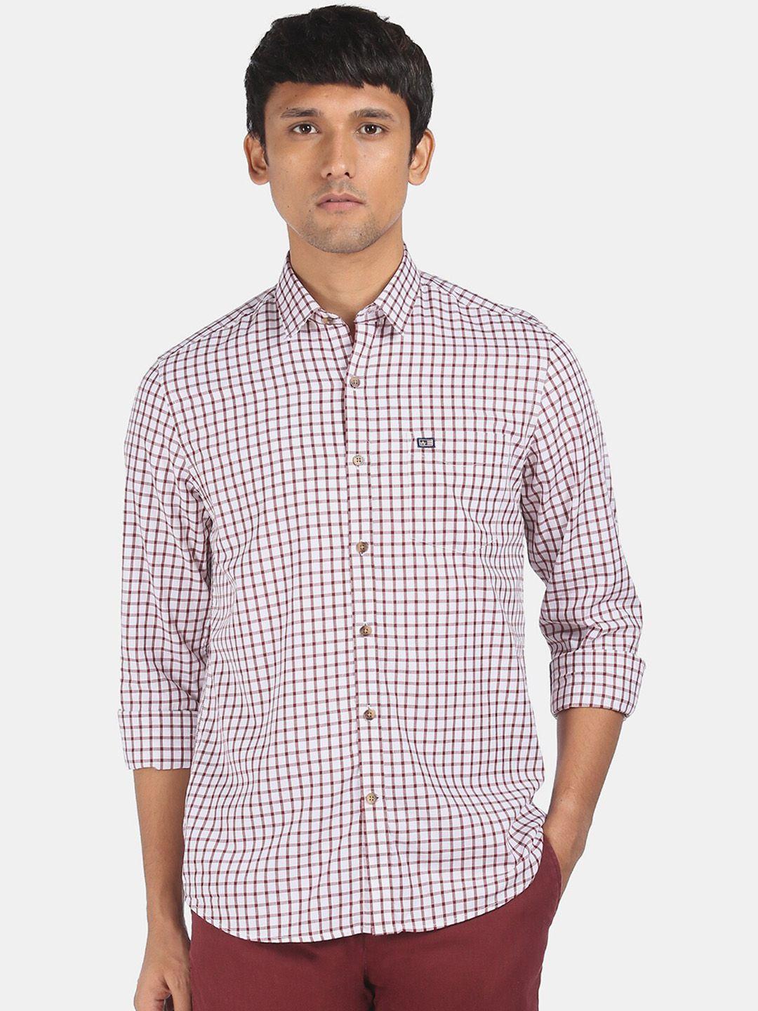 arrow sport men white pure cotton gingham checks opaque checked casual shirt