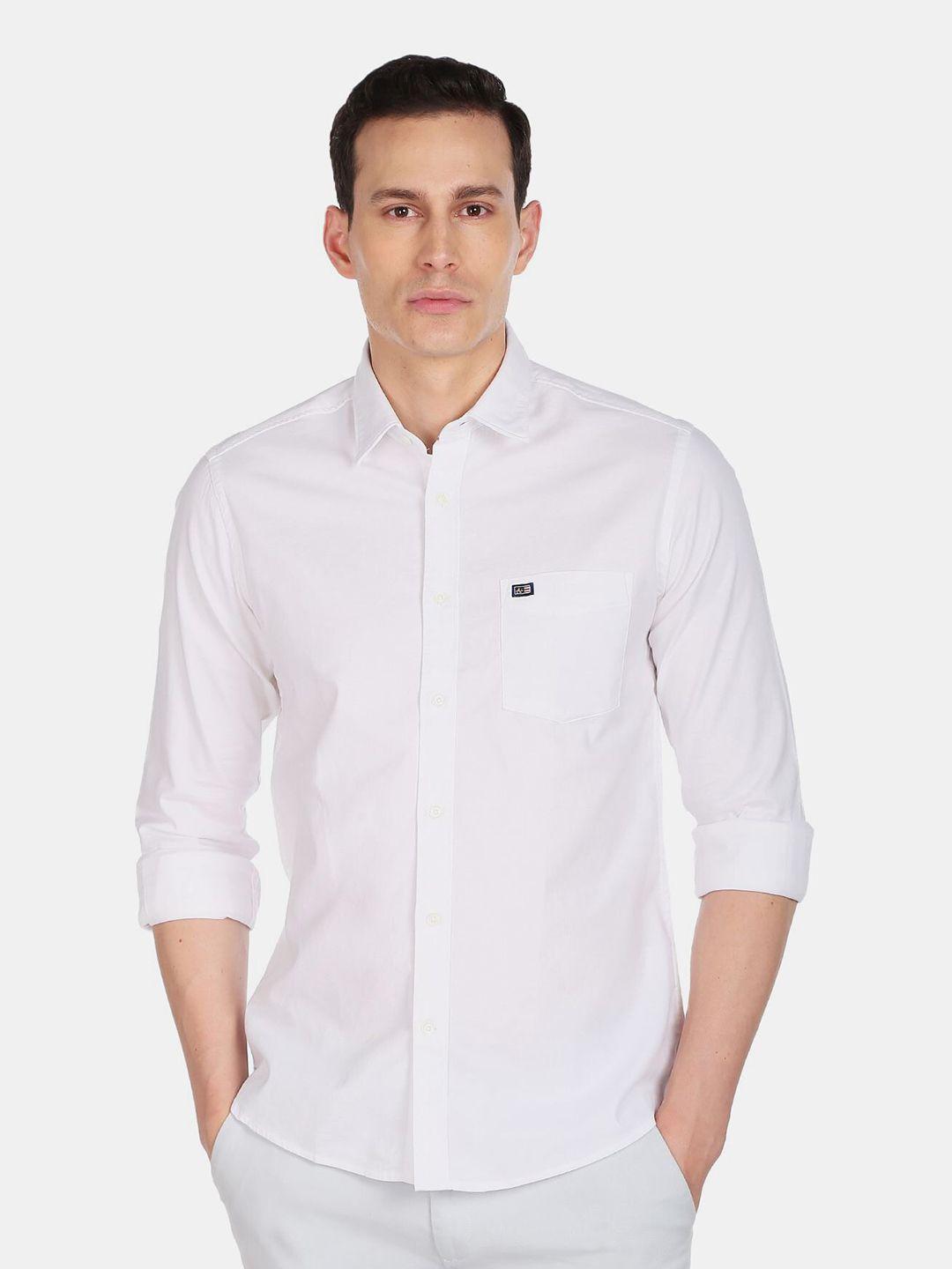 arrow sport men white slim fit cotton casual shirt